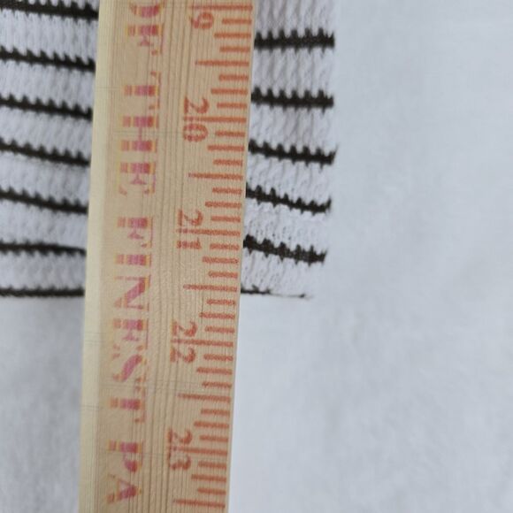 Madewell Textured Stripe Short Sleeve Sweater Top Women White Brown Size Large - Picture 11 of 12